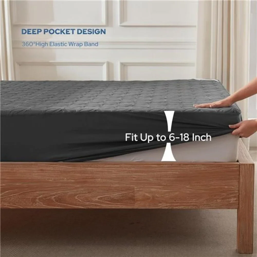 Waterproof Mattress Protector, King Size Mattress Pad with Deep Pocket
